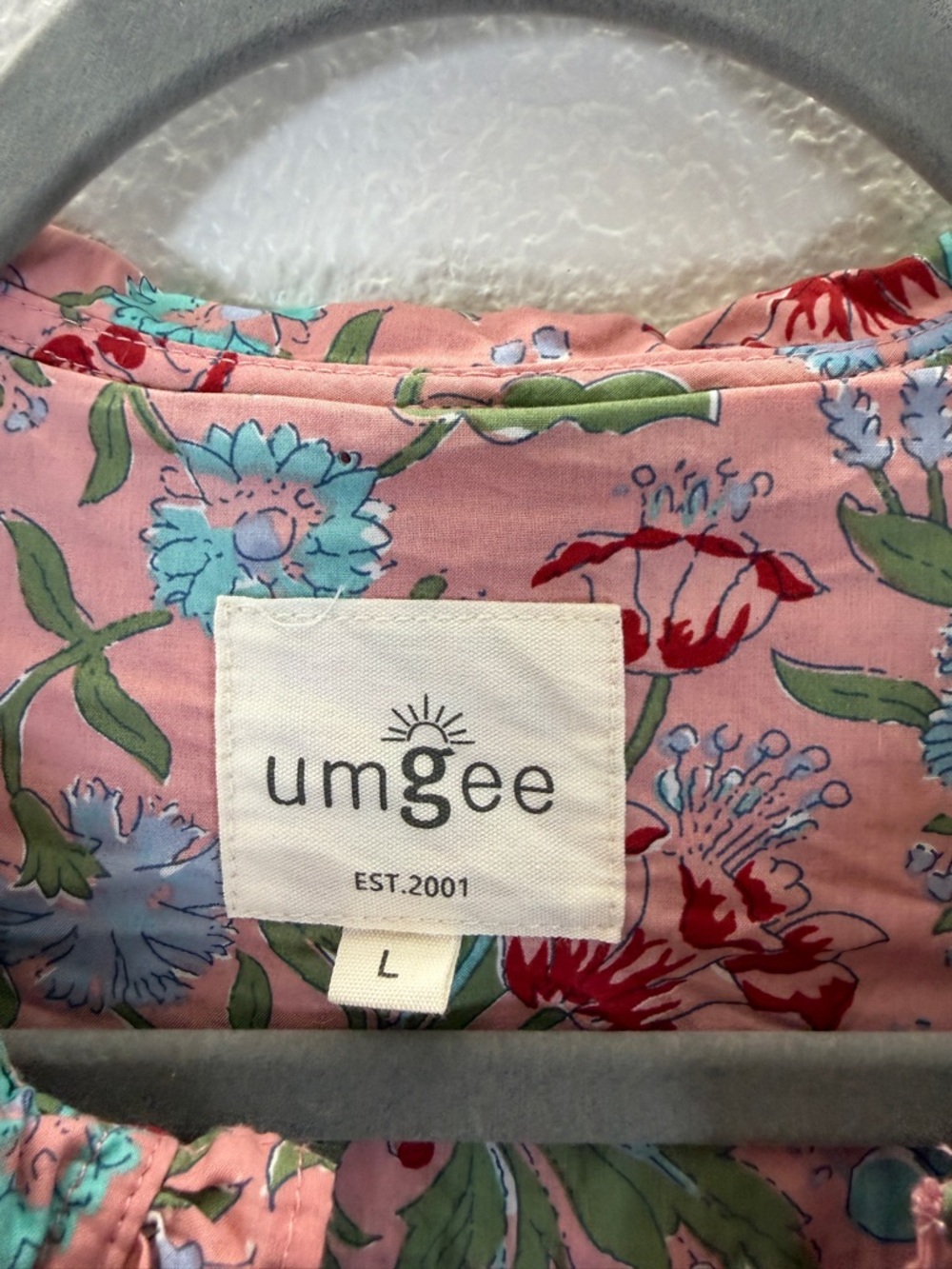 Umgee Pink Floral Ruffle Neck Casual Dress - Picture 3 of 10